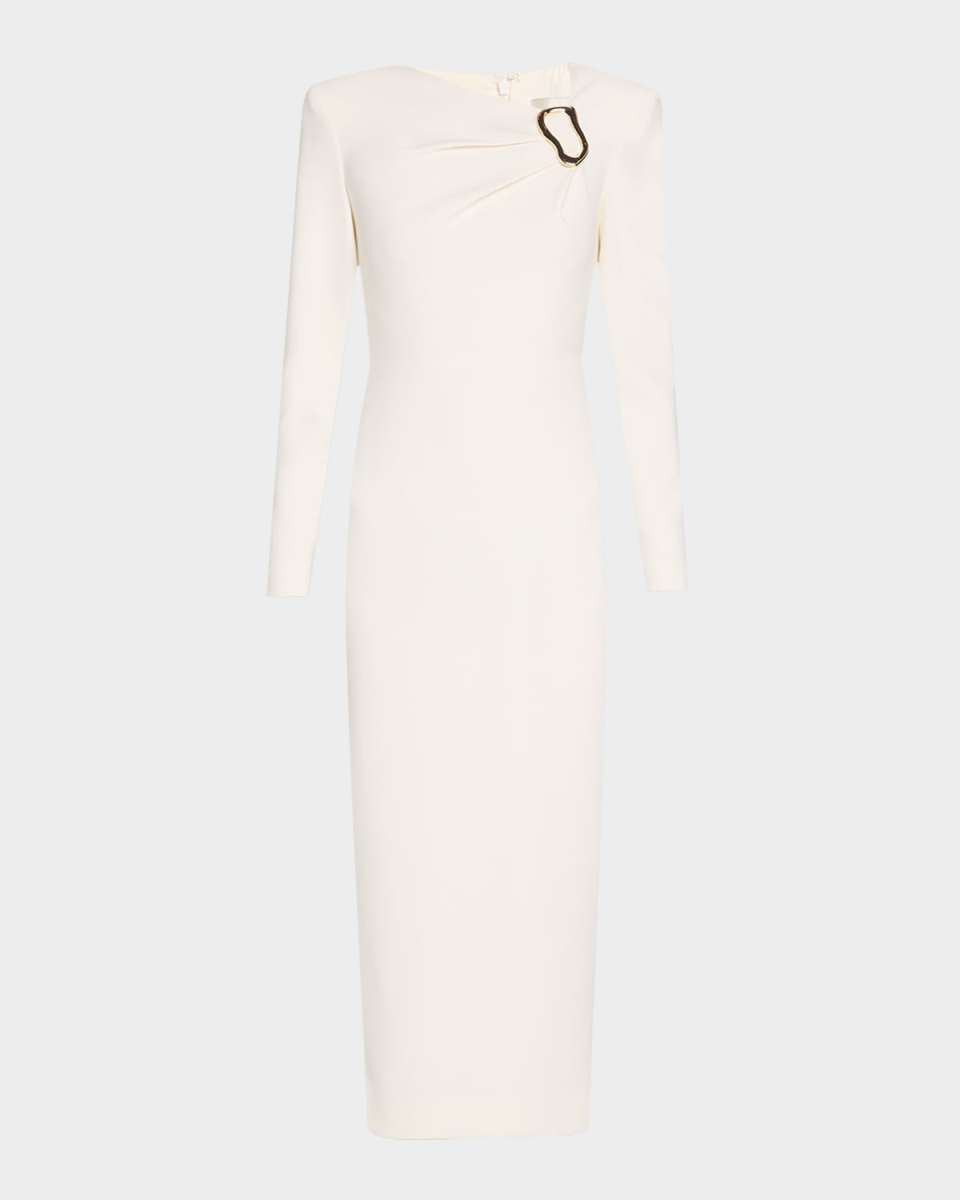 Buckle Crepe Midi Dress